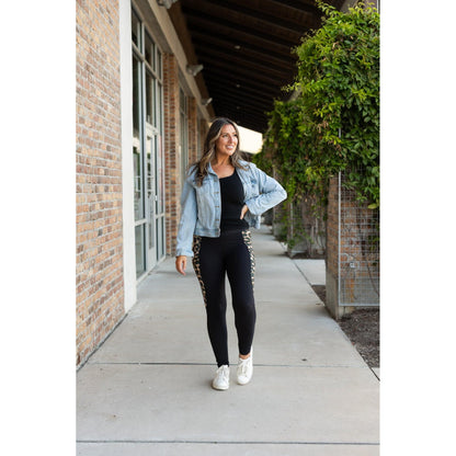 Stylish leopard print panel leggings for everyday wear