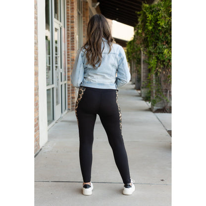 Stylish leopard print panel leggings for everyday wear