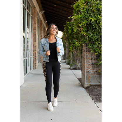 Stylish leopard print panel leggings for everyday wear