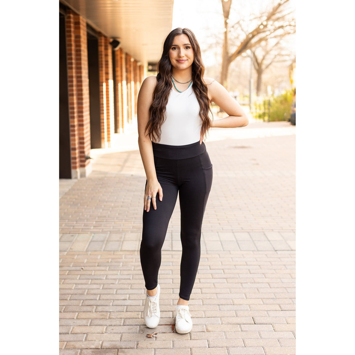 Julia Rose Sleek Pocket full length leggings with pockets high-waisted women’s leggings