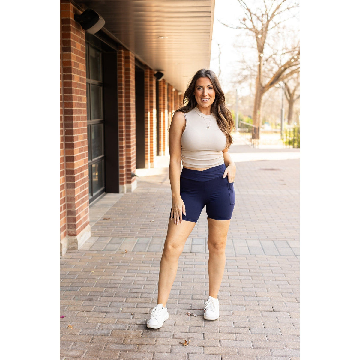 The Abby - NAVY Crossover Biker 5" Shorts  R2 - Luxe Leggings by Julia Rose®