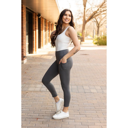 Ready to Ship |  CHARCOAL 7/8th LengthLength Leggings with Pockets