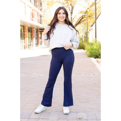 Ready to Ship  | The Mila - 30"  NAVY Bootcut Leggings with Pockets Round 3