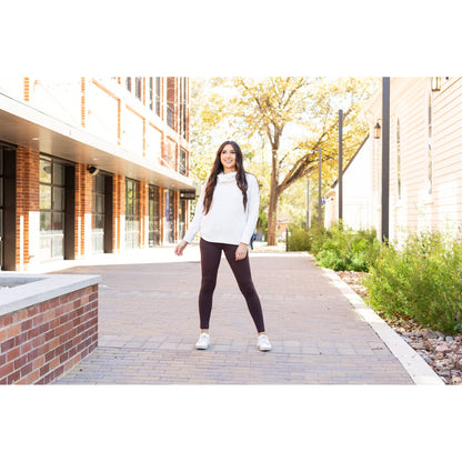 High waist brown crossover leggings for women. Buttery soft brown leggings with flattering waistband