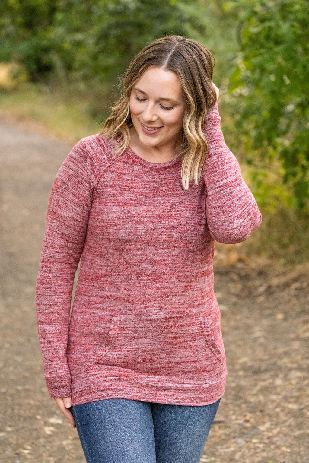 IN STOCK Hannah Pocket Pullover - Red Large