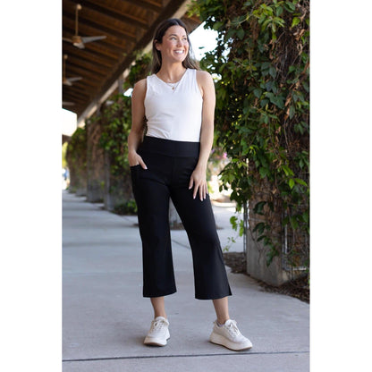 The Gabriella -Black  High Waisted Gaucho Pants Luxe Leggings by Julia Rose®