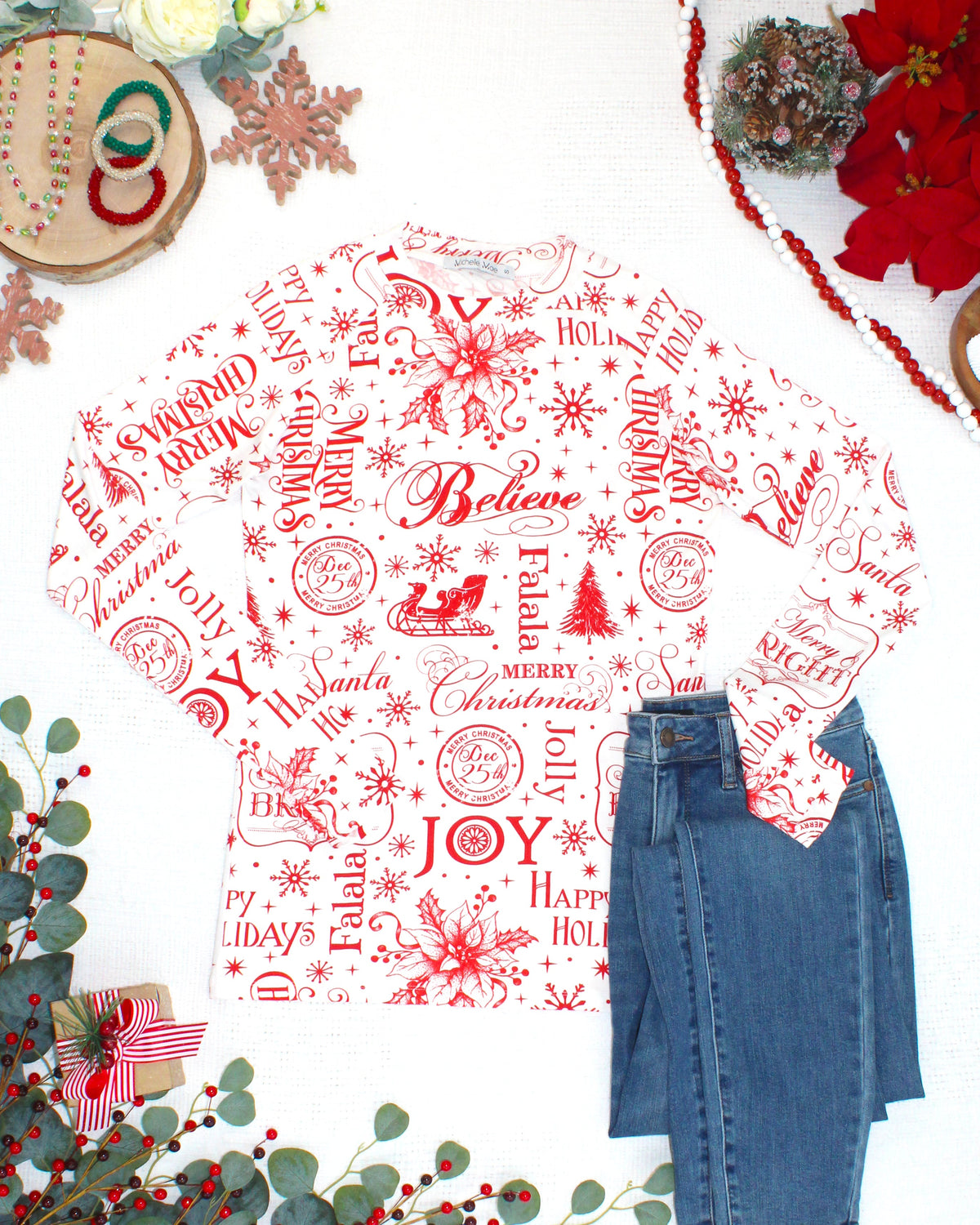 IN STOCK Blair Long Sleeve Top - Merry & Bright