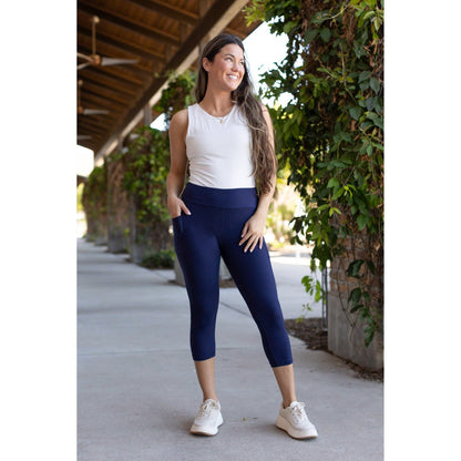 The Nova - Navy CAPRI with Pocket   - Luxe Leggings by Julia Rose®