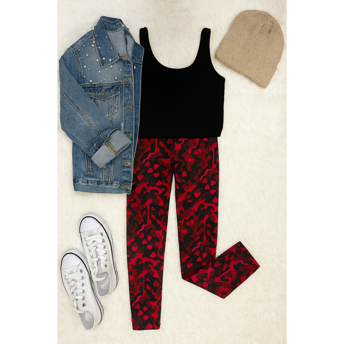 Women’s Valentine’s Day leggings with stretch - Camo V-Day Leggings