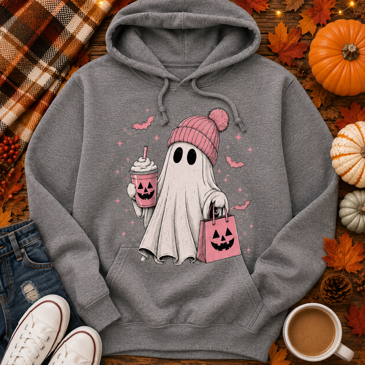 Pink Ghost Halloween HOODIE*