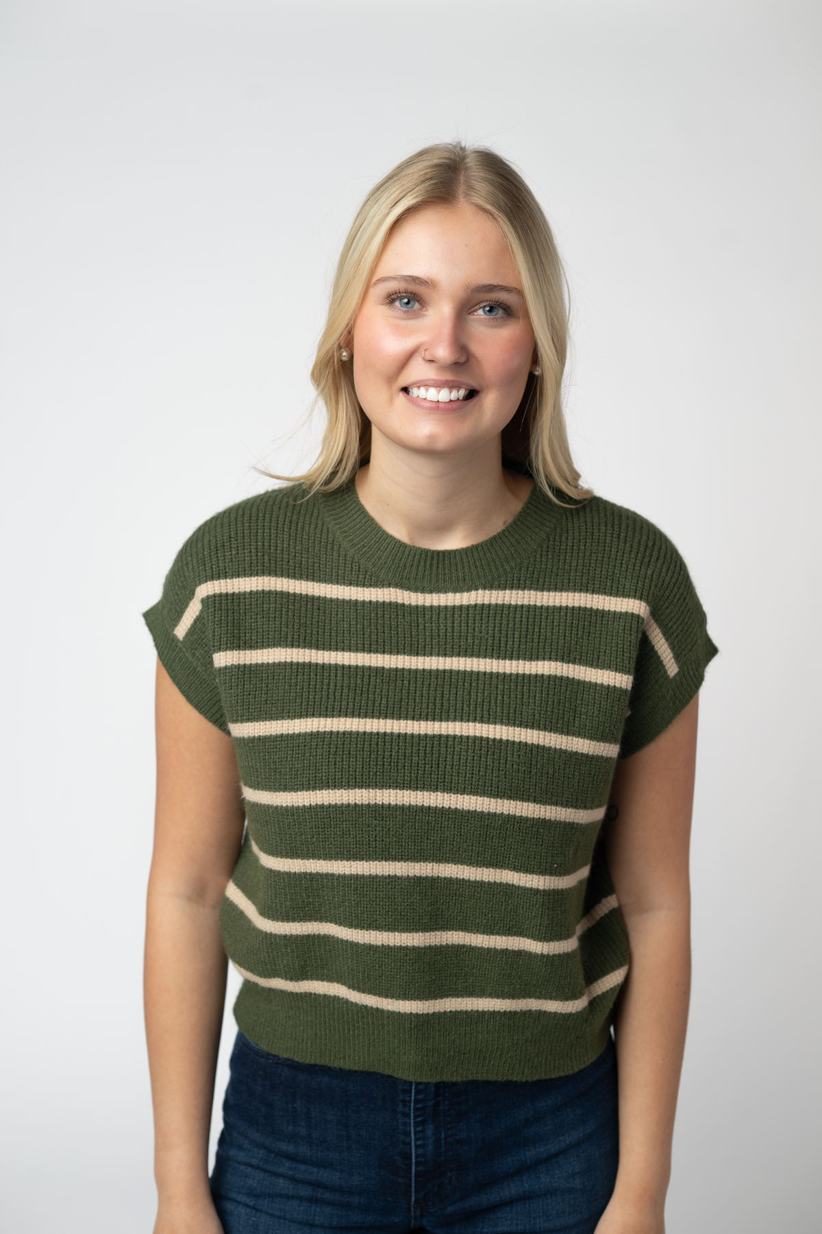 IN STOCK Striped Sweater Top - Olive and Tan FINAL SALE