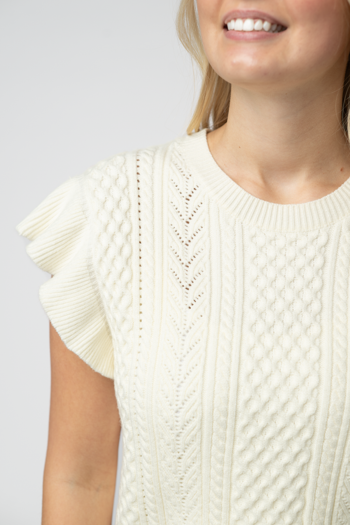 IN STOCK Felicity Flutter Sweater Top - Ivory FINAL SALE
