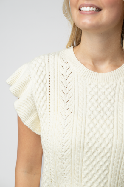 IN STOCK Felicity Flutter Sweater Top - Ivory FINAL SALE