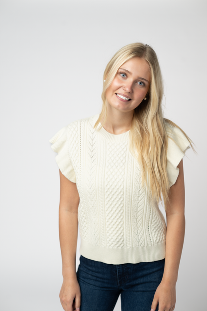 IN STOCK Felicity Flutter Sweater Top - Ivory FINAL SALE