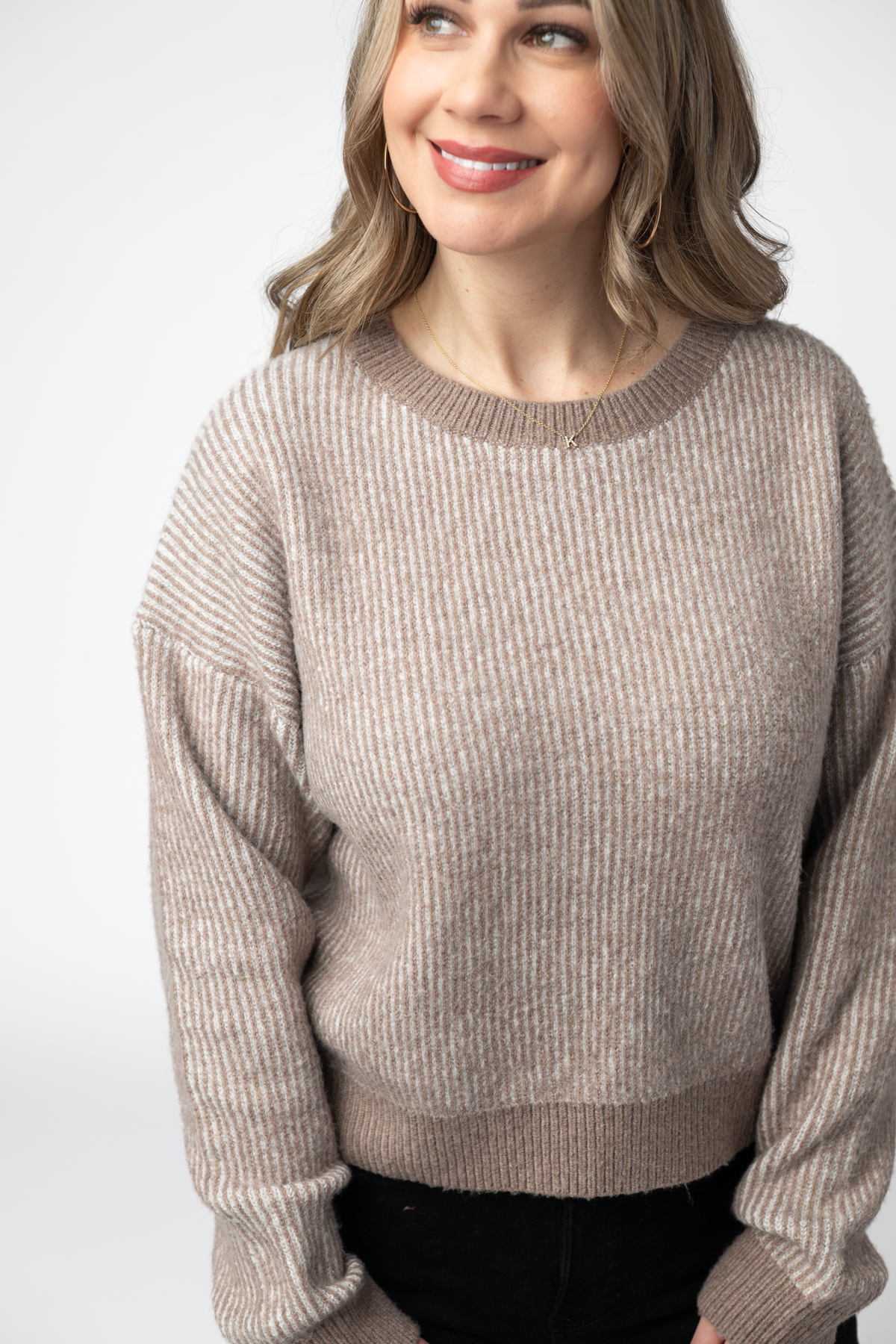 IN STOCK Josie Cozy Crew Sweater - Mocha FINAL SALE