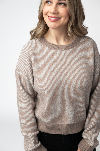 IN STOCK Josie Cozy Crew Sweater - Mocha FINAL SALE
