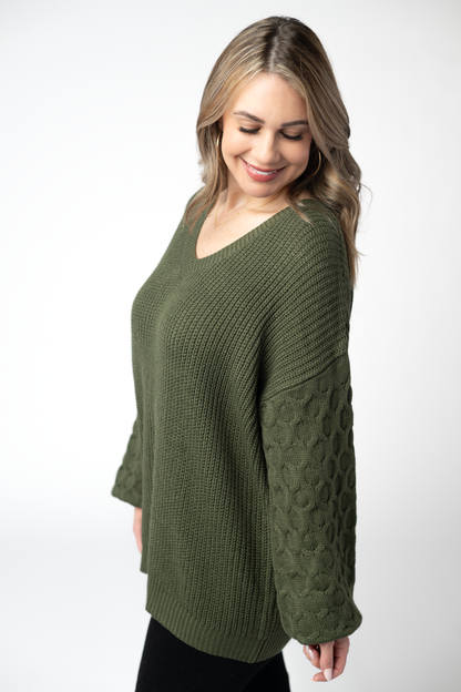 IN STOCK Talina Textured Sweater - Olive FINAL SALE