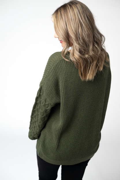 IN STOCK Talina Textured Sweater - Olive FINAL SALE