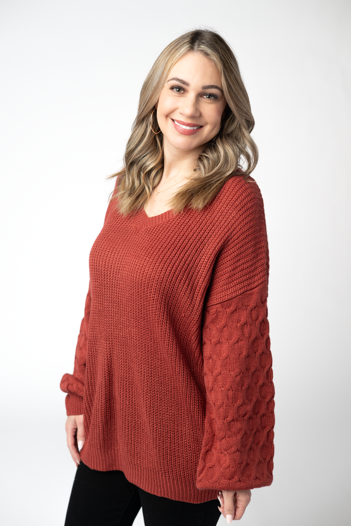 IN STOCK Talina Textured Sweater - Brick FINAL SALE