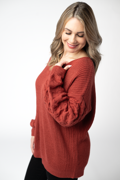 IN STOCK Talina Textured Sweater - Brick FINAL SALE