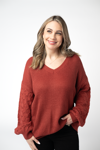 IN STOCK Talina Textured Sweater - Brick FINAL SALE