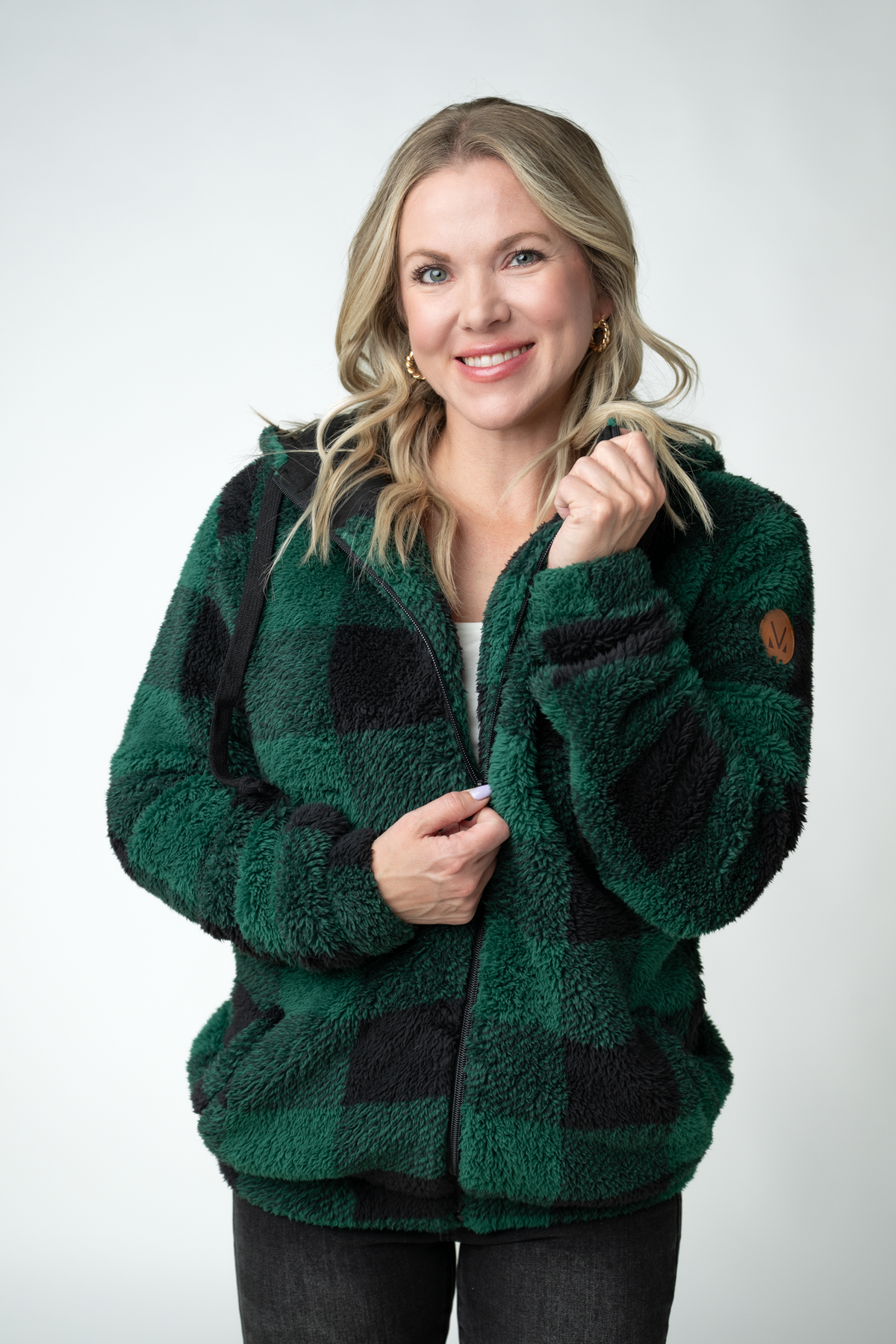 IN STOCK Sherpa Fullzip Hoodie - Evergreen Plaid