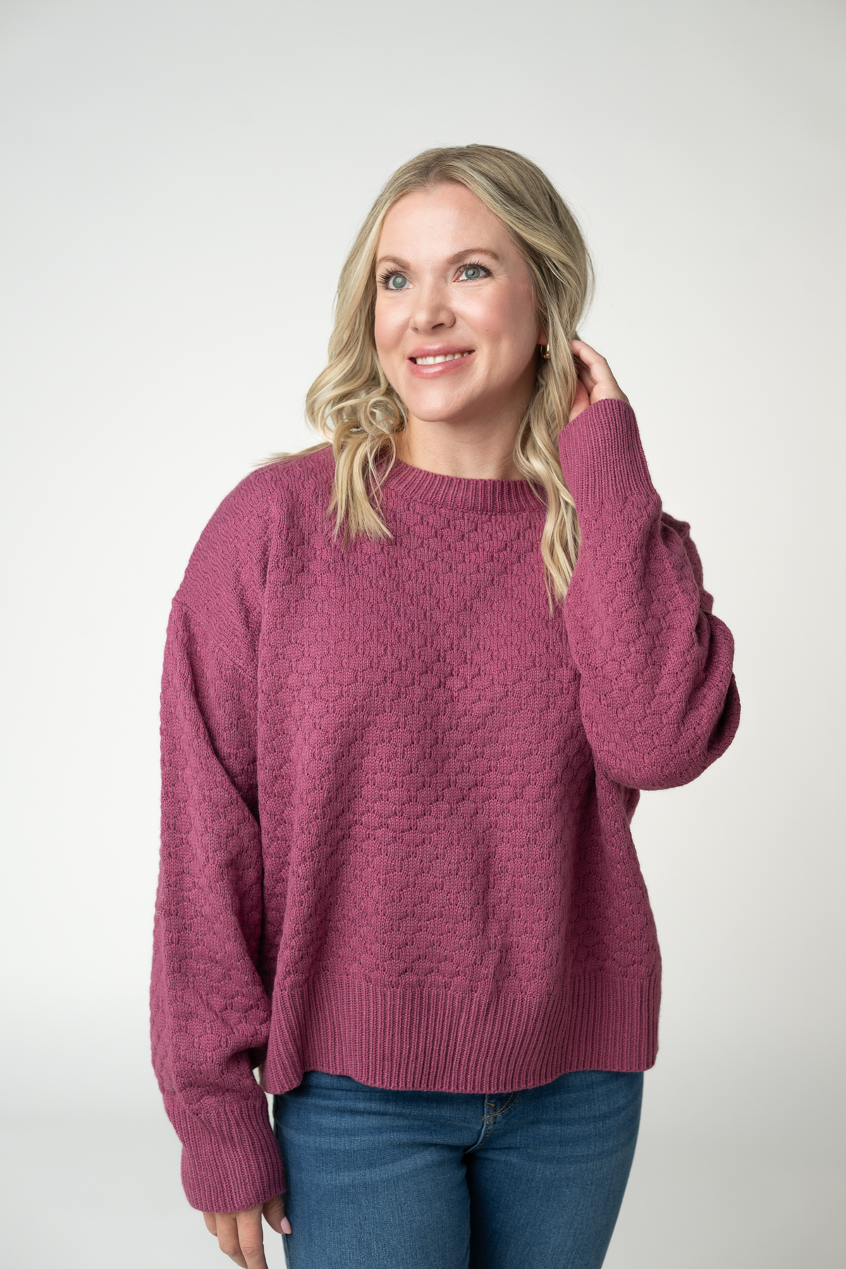 IN STOCK Gianna Pullover Sweater - Raspberry