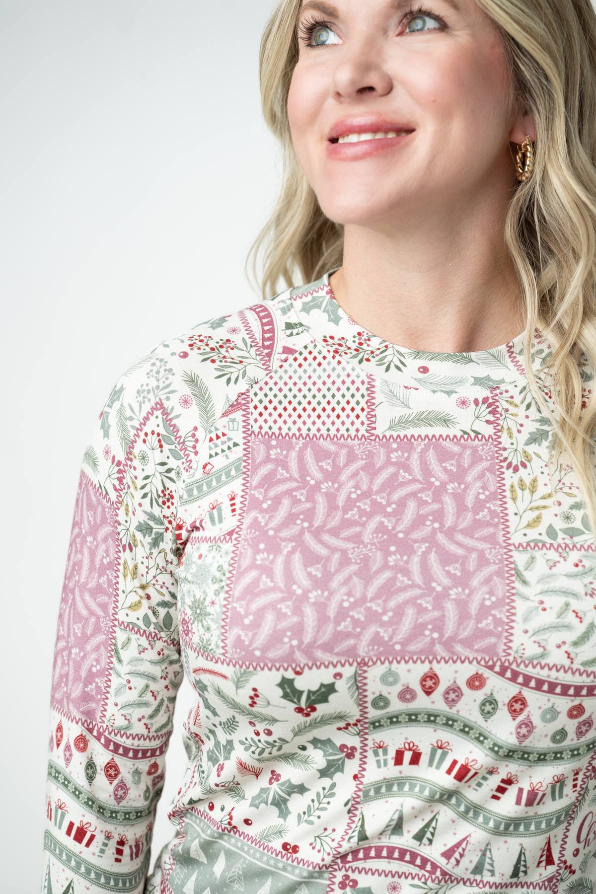 IN STOCK Blair Long Sleeve Top - Holiday Patchwork