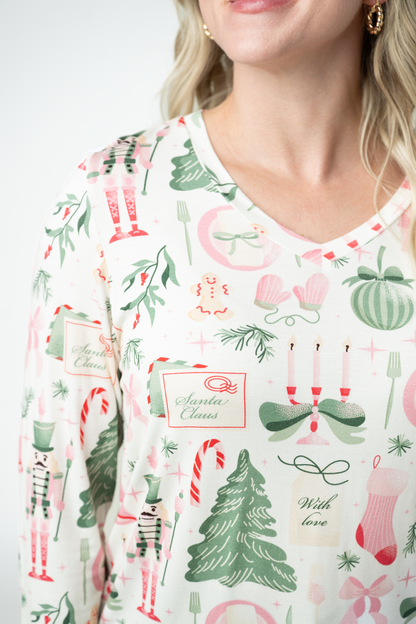 IN STOCK Larissa Long Sleeve - Pink Pine Noel