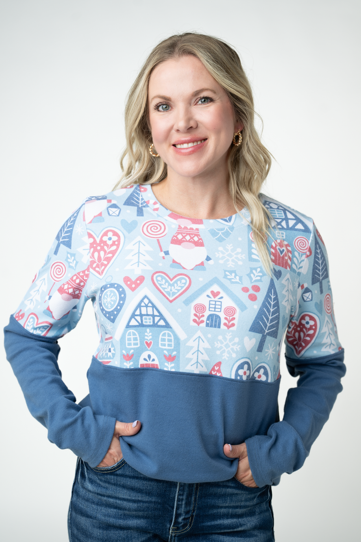 IN STOCK Natalie Pullover - Winter Gnome and Blue