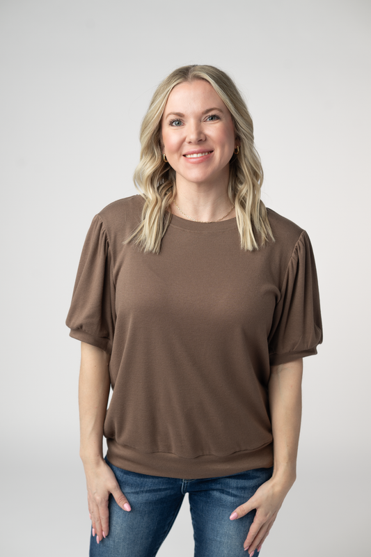 IN STOCK Katie Cozy Top - Mocha FINAL SALE