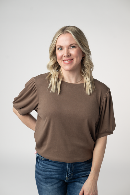 IN STOCK Katie Cozy Top - Mocha FINAL SALE
