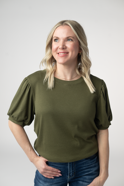 IN STOCK Katie Cozy Top - Olive FINAL SALE