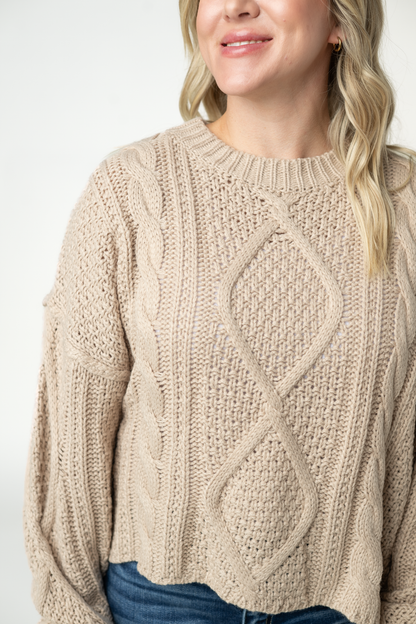 IN STOCK Cable Knit Sweater - Latte