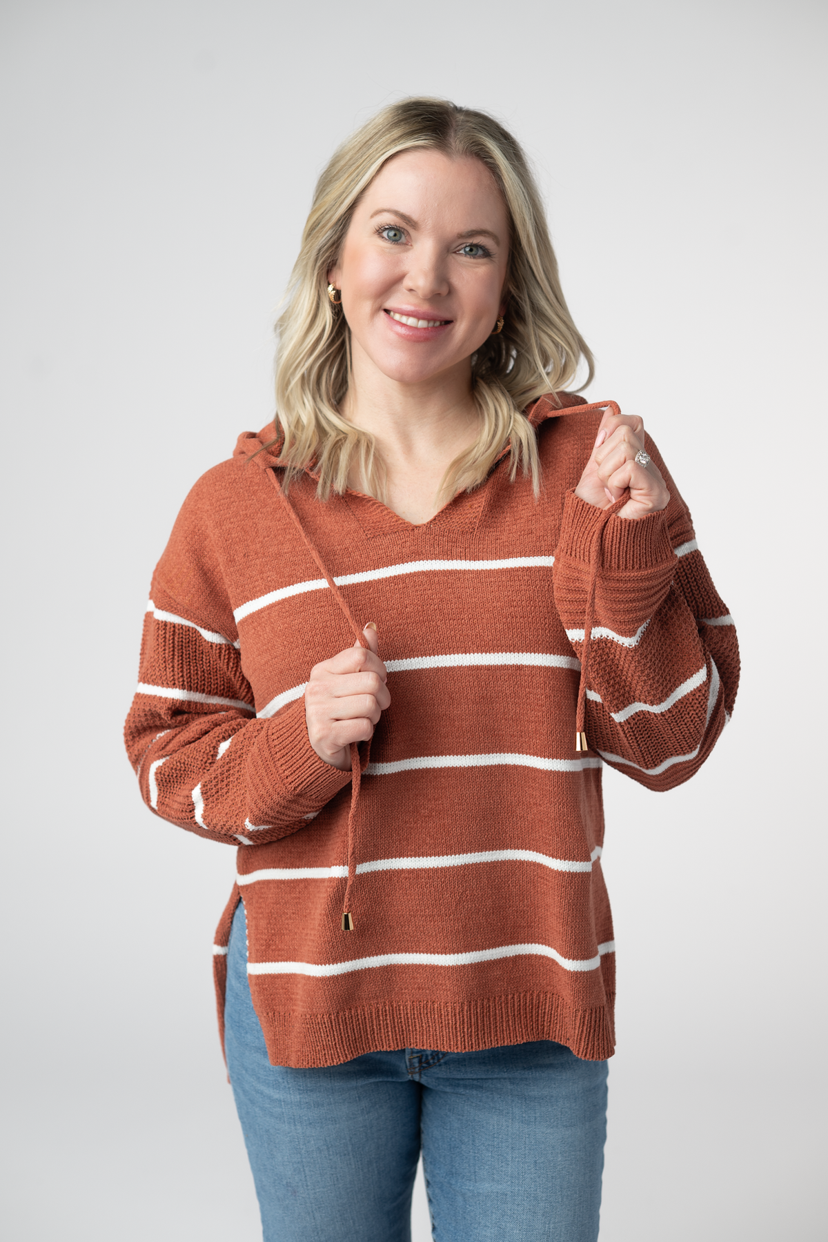 IN STOCK Maddie Striped Hoodie - Pumpkin Spice FINAL SALE