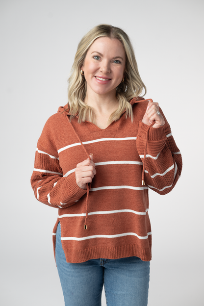 IN STOCK Maddie Striped Hoodie - Pumpkin Spice FINAL SALE