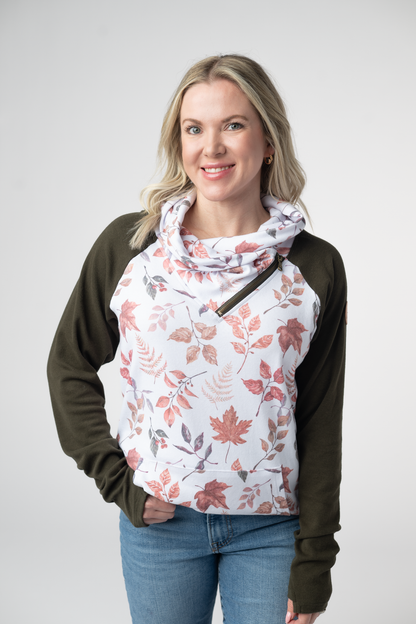 IN STOCK Classic Zoey ZipCowl Sweatshirt - Autumn Leaves and Olive