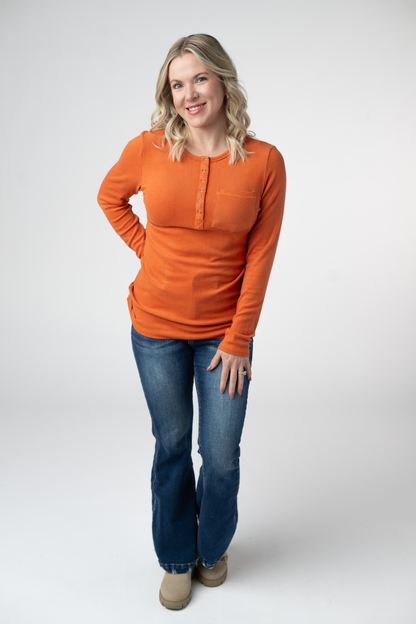 IN STOCK Georgia Long Sleeve Top - Pumpkin Spice FINAL SALE