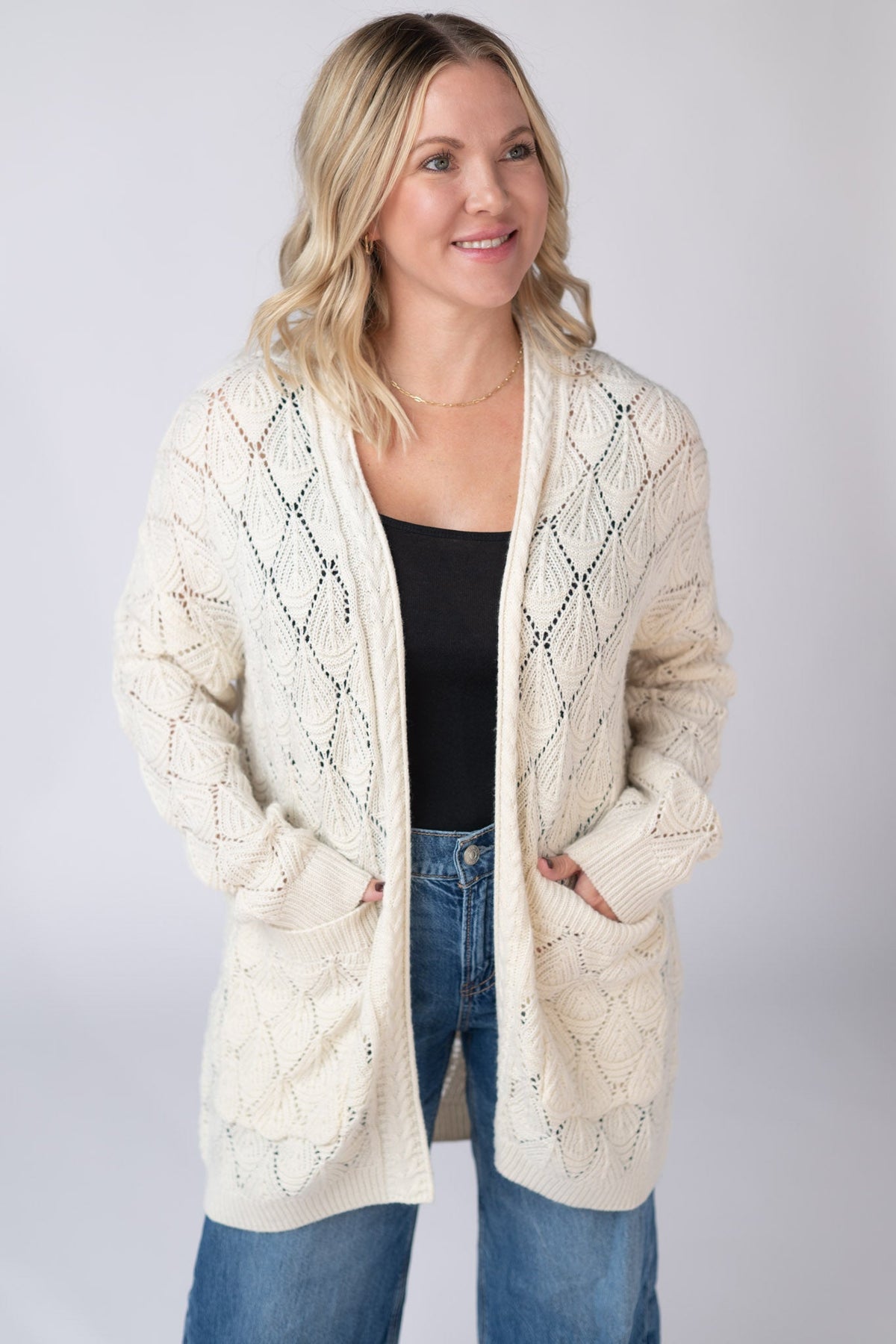 IN STOCK Open Knit Cardigan - Ivory