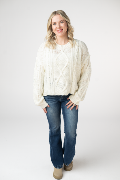 IN STOCK Cable Knit Sweater - Ivory FINAL SALE