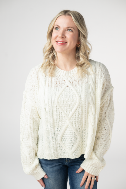 IN STOCK Cable Knit Sweater - Ivory FINAL SALE