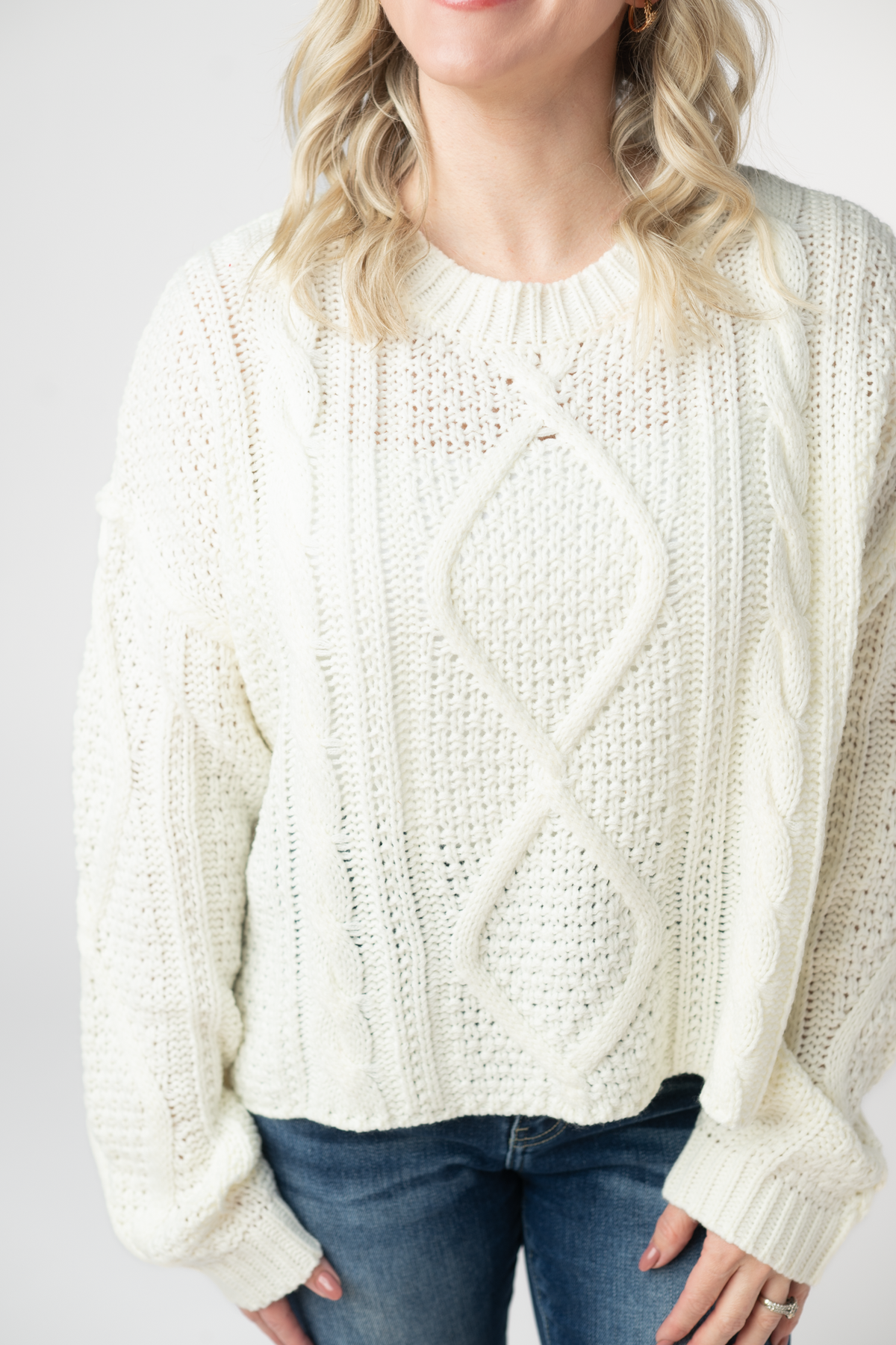 IN STOCK Cable Knit Sweater - Ivory FINAL SALE