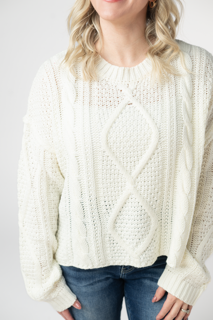 IN STOCK Cable Knit Sweater - Ivory FINAL SALE
