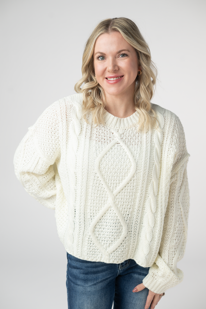 IN STOCK Cable Knit Sweater - Ivory FINAL SALE