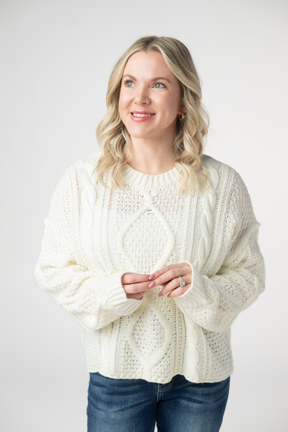 IN STOCK Cable Knit Sweater - Ivory FINAL SALE