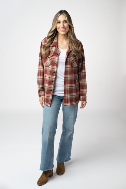 IN STOCK Norah Shacket - Brick Plaid FINAL SALE