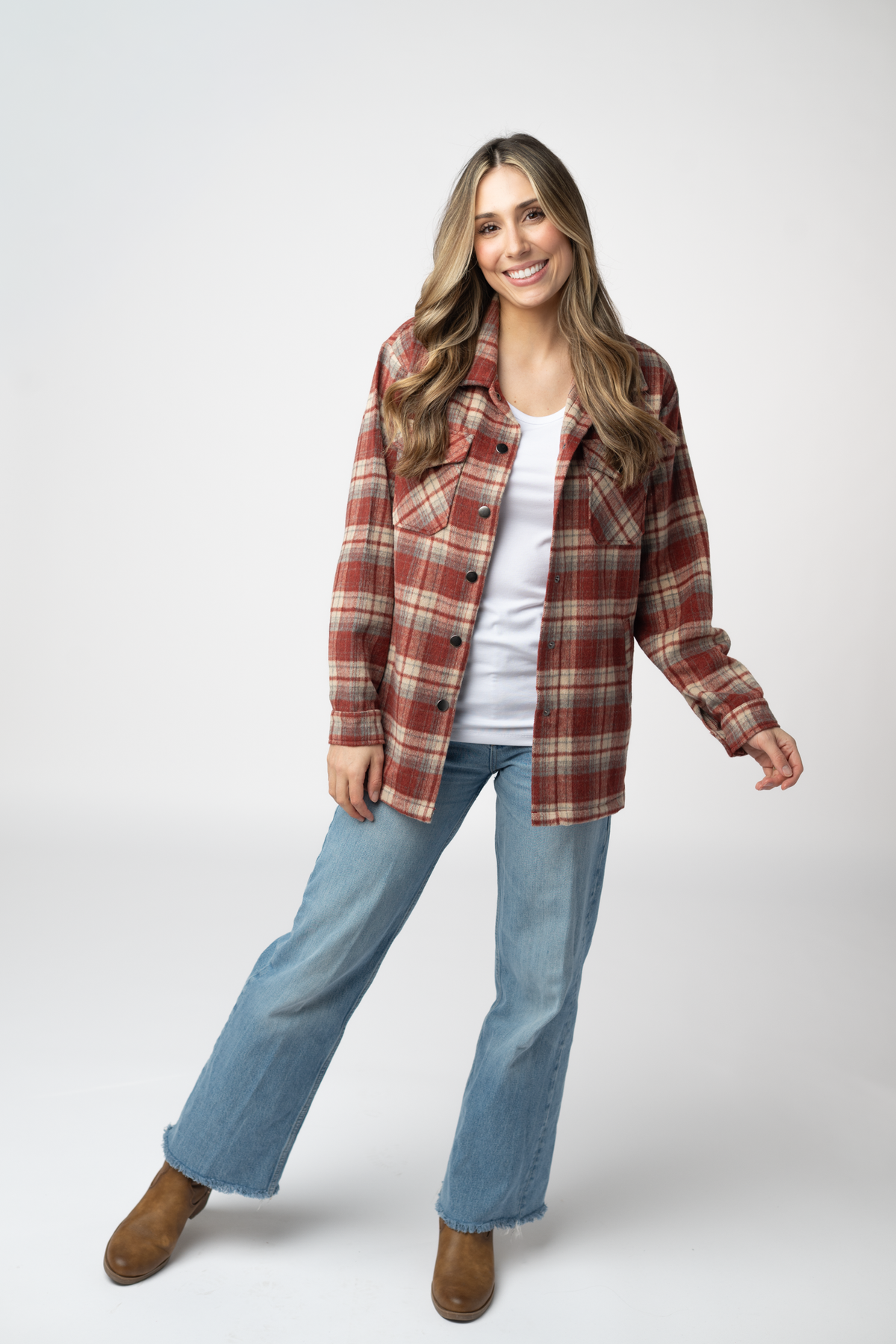 IN STOCK Norah Shacket - Brick Plaid FINAL SALE