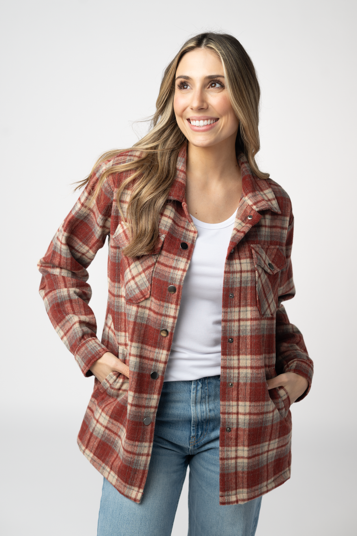 IN STOCK Norah Shacket - Brick Plaid FINAL SALE