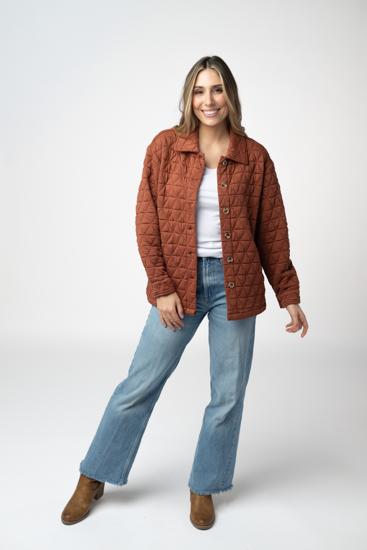 IN STOCK Geometric Button Down Jacket - Rust FINAL SALE