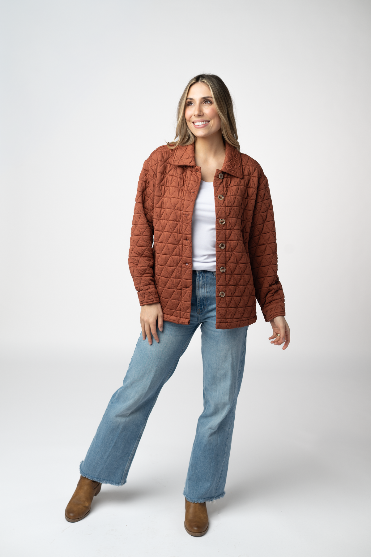 IN STOCK Geometric Button Down Jacket - Rust FINAL SALE